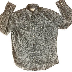 Wrangler Wrancher Gray Paisley Pearl Snap Shirt, MTW1463 Size Large Vintage